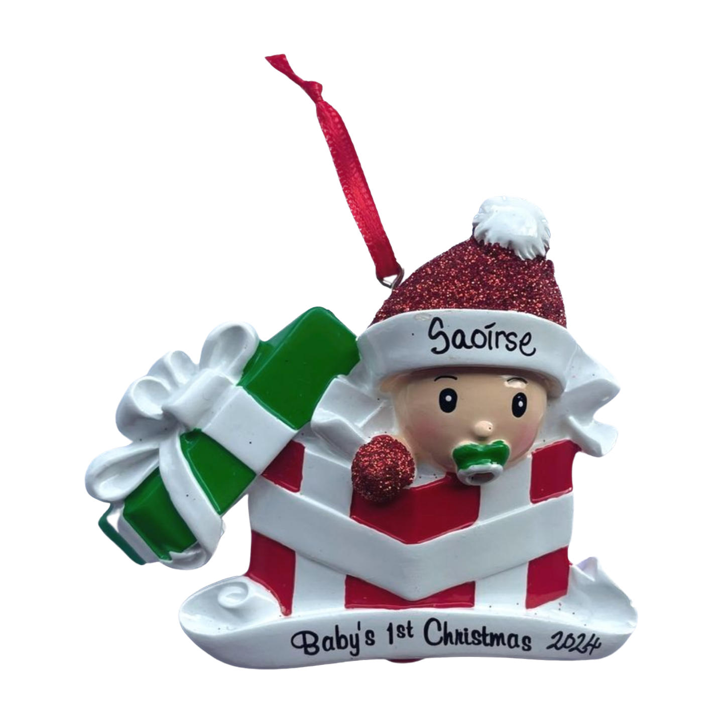 Baby Red In Present 1st Christmas