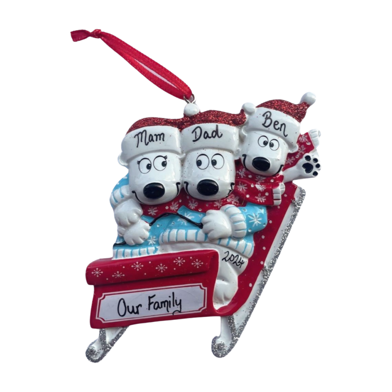 Polar Bear Family of 3 on Sled