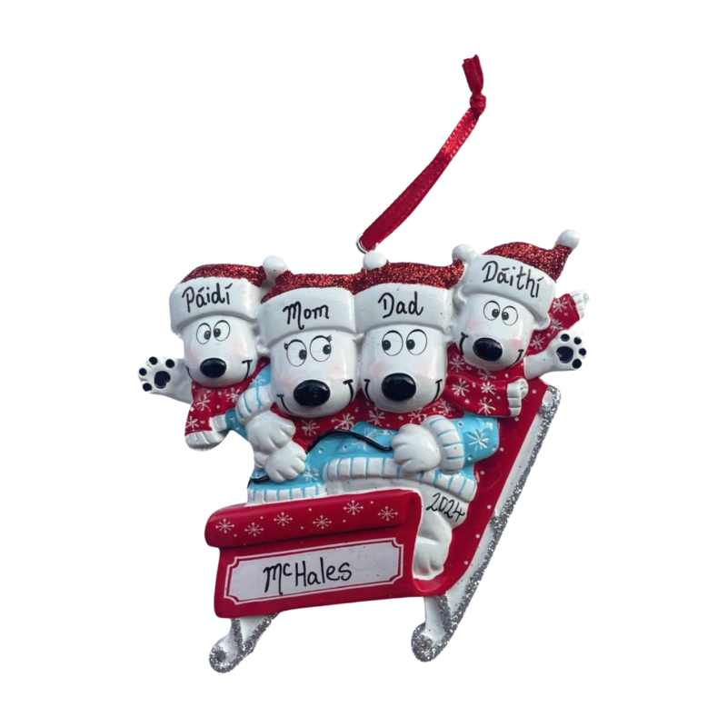 Polar Bear Family of 4 on Sled