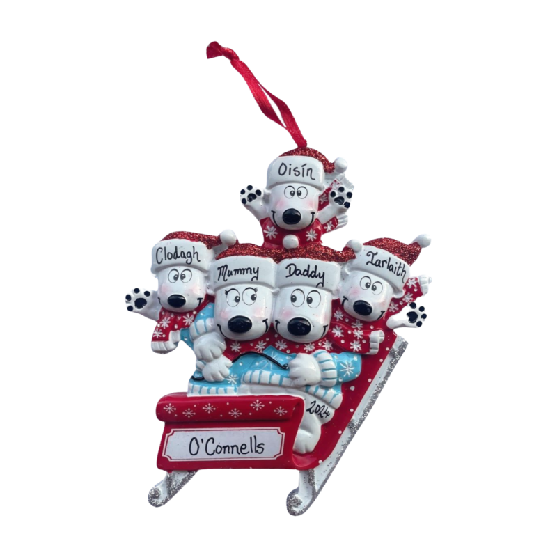 Polar Bear Family of 5 on Sled