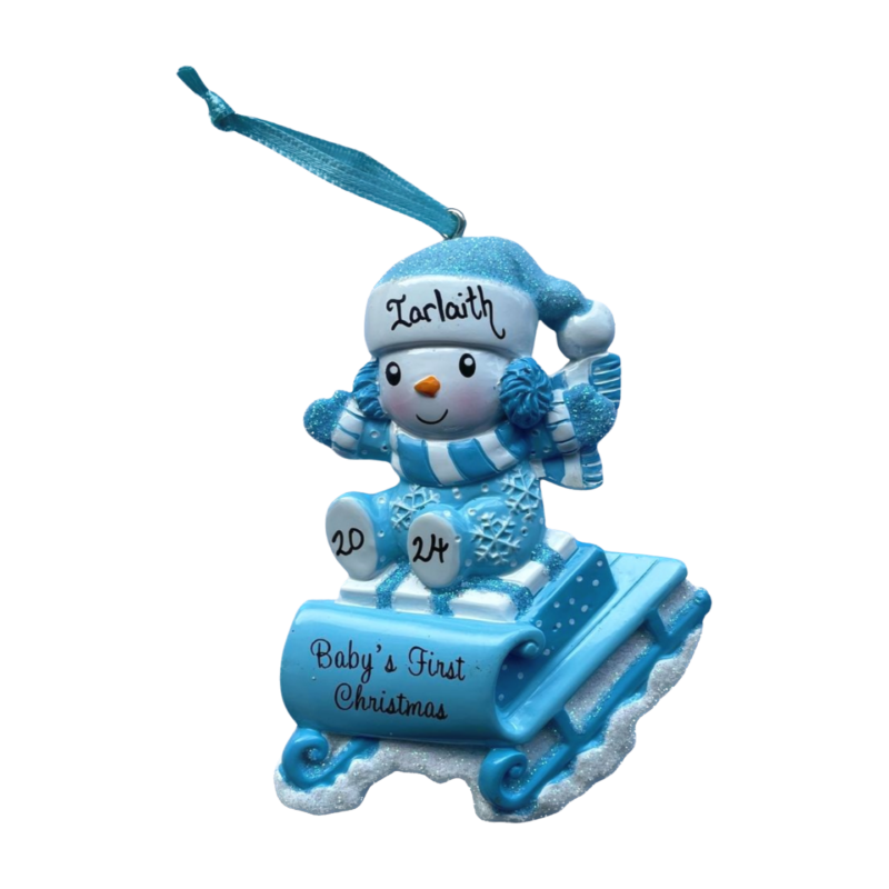Snowbaby Boy on Sled Baby's 1st Christmas