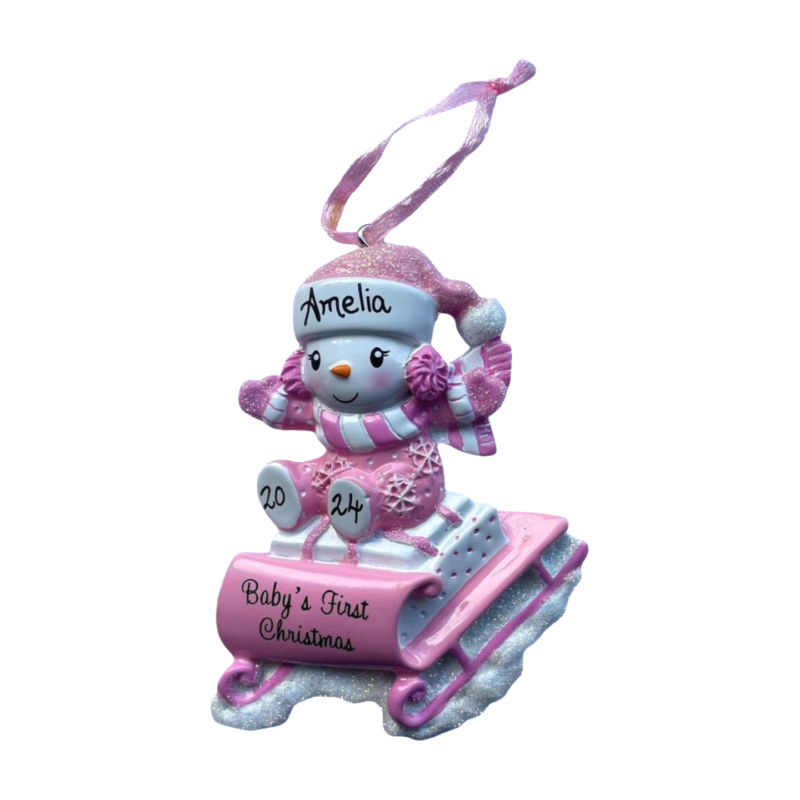 Snowbaby Girl on Sled Baby's 1st Christmas
