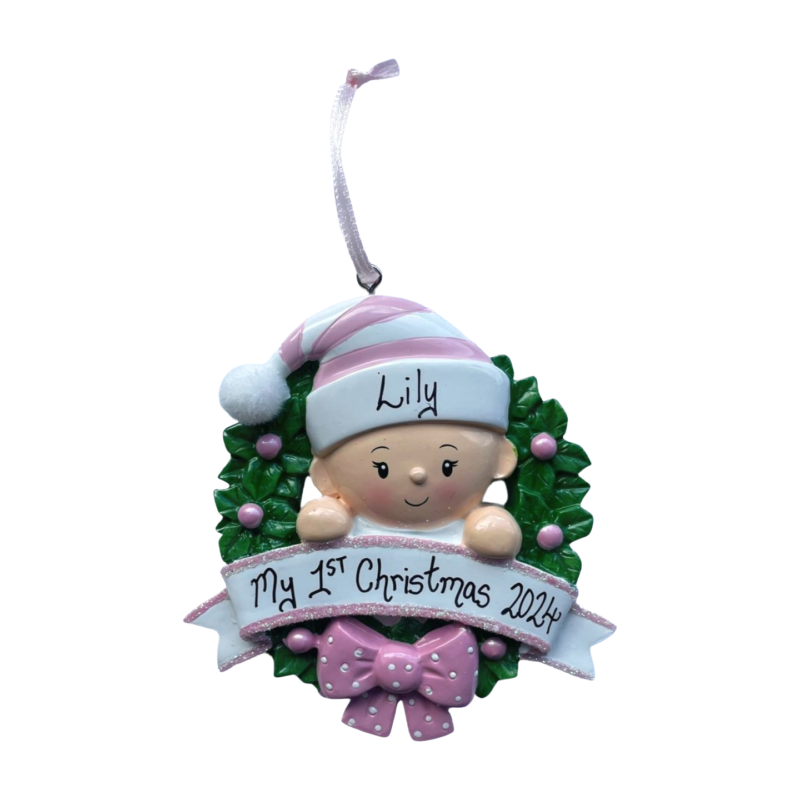 Baby Girl in a Wreath My 1st Christmas