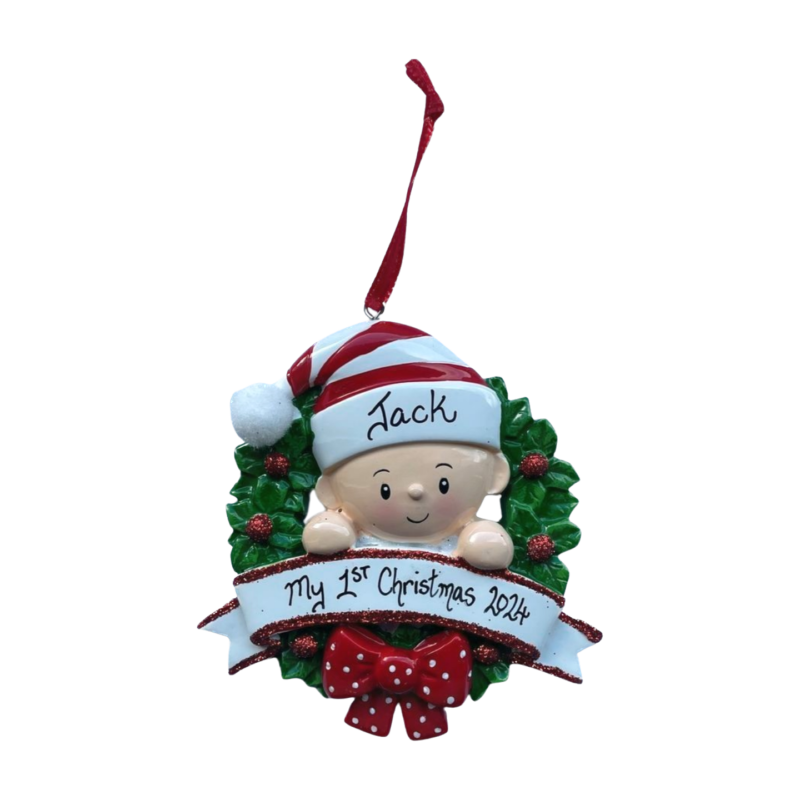 Baby Red in a Wreath My 1st Christmas