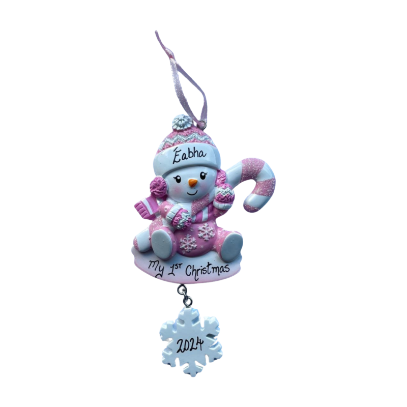 Snowbaby Girl with Candy Cane 1st Christmas