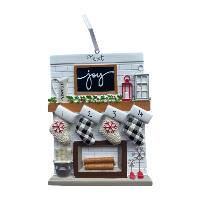 Fireplace Mantle Family of 4