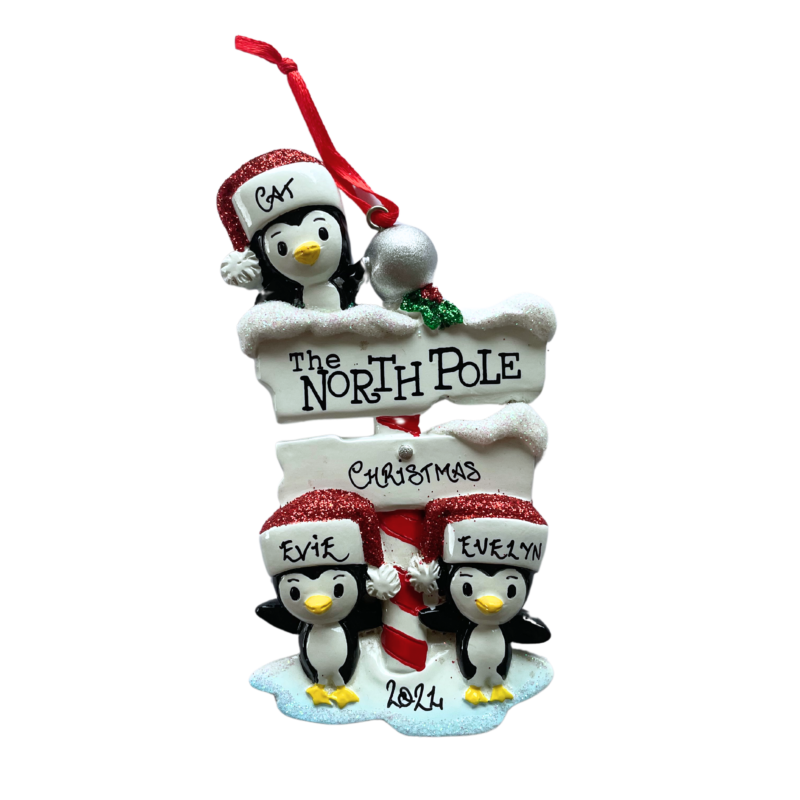 North Pole Penguin Family of 3