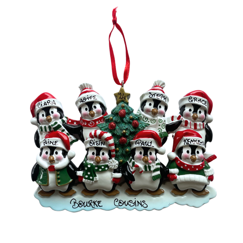 Winter Penguin Family of 8