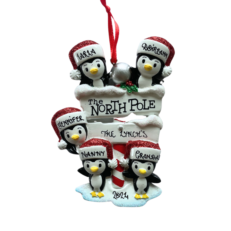 North Pole Penguin Family of 5