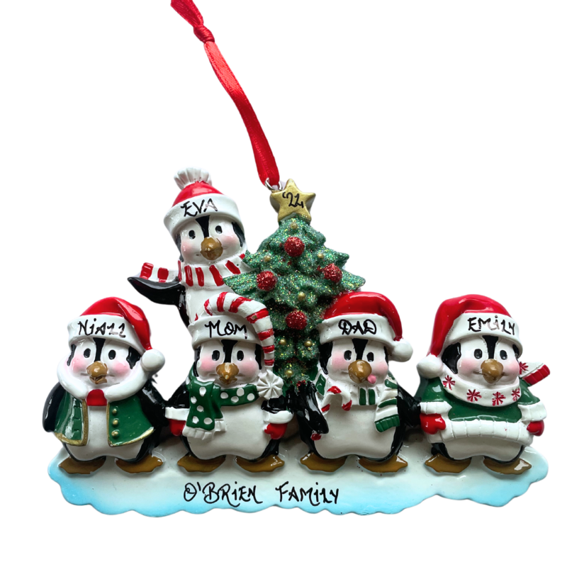Winter Penguin Family of 5