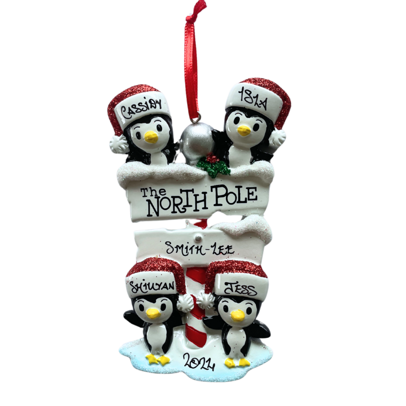 North Pole Penguin Family of 4
