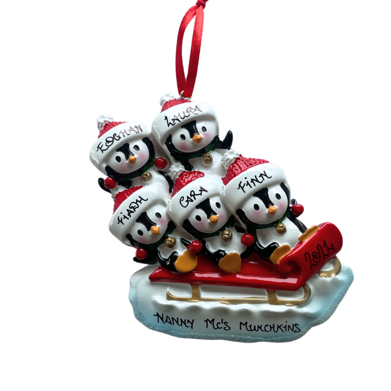 Penguins On Sled Family of 5