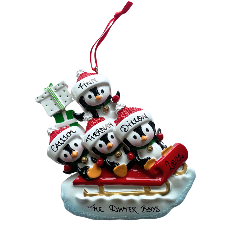 Penguins On Sled Family of 4