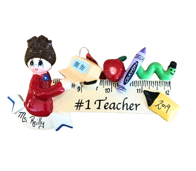 Teacher Ruler Personalised Christmas Ornament