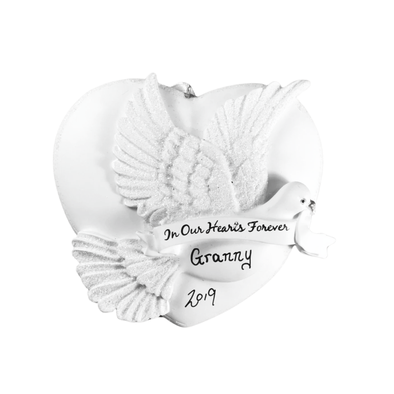 Glittered Dove Personalised Christmas Ornament