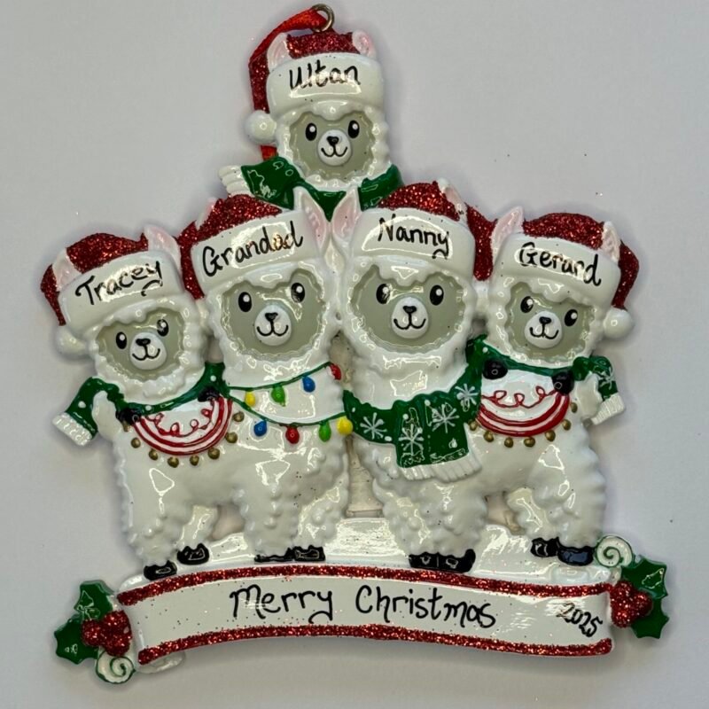 Llama Family 5 Personalised Decoration