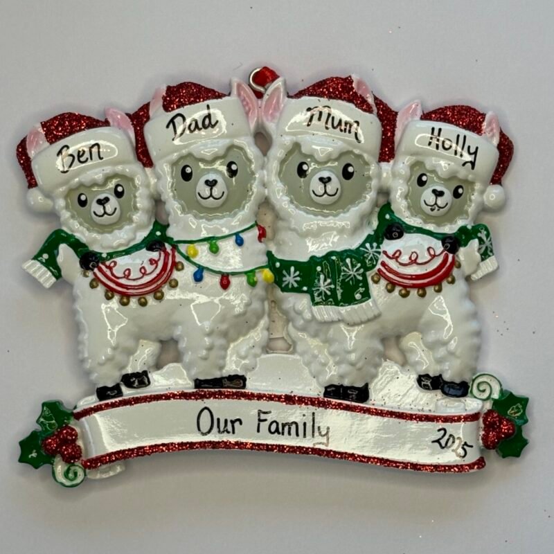 Llama Family 4 Personalised Decoration