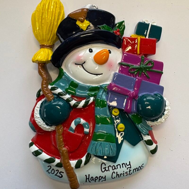 Broom Snowman Personalised Decoration