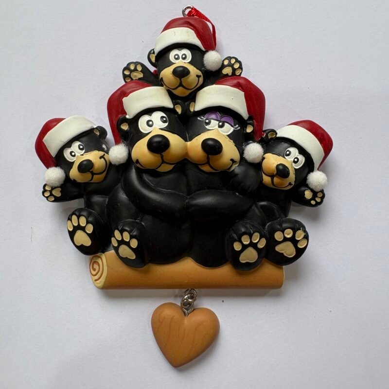 Santa Hat Black Bear Family Of 5