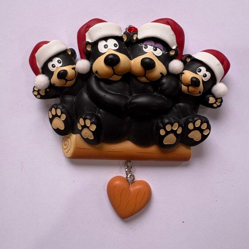 Santa Hat Black Bear Family Of 4