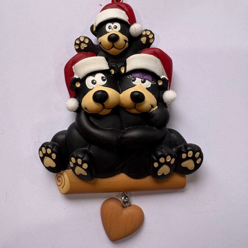 Santa Hat Black Bear Family Of 3