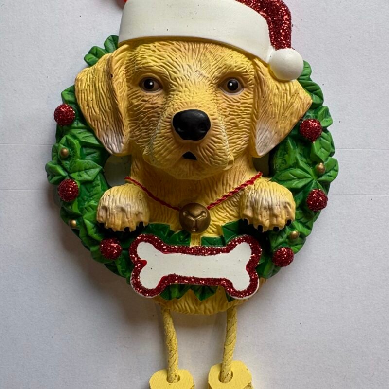 Yellow Lab with wreath