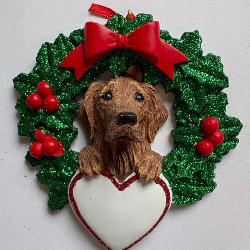Golden Retriever with Wreath