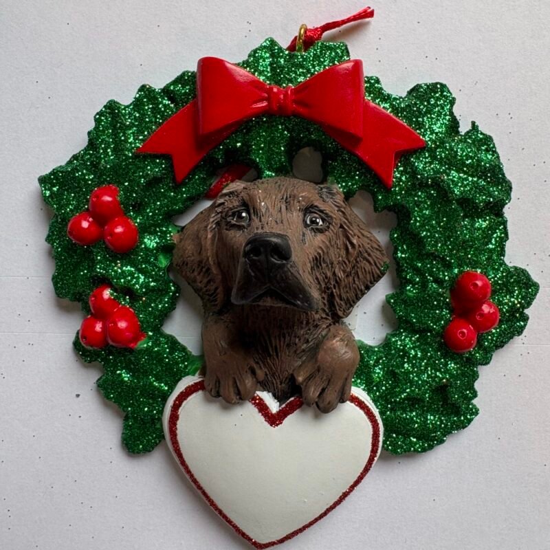Chocolate Lab with Wreath